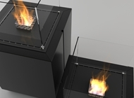 Monaco Square™ free-standing bioethanol fireplace in black