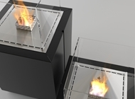 Monaco Square™ free-standing bioethanol fireplace in black