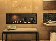 Montreal™ automatic made-to-measure bioethanol fireplace incorporated into bathroom interior